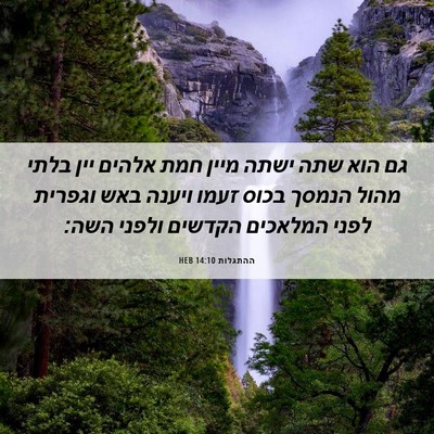 Picture 06 - ההתגלות 14:10 HEB - גם הוא שתה ישתה מיין חמת - Bible Verse Picture
