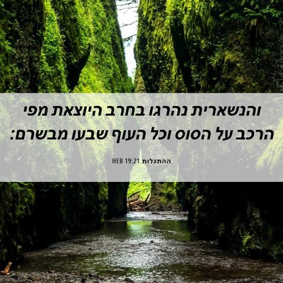 Picture 06 - ההתגלות 19:21 HEB - והנשארית נהרגו בחרב היוצאת - Bible Verse Picture
