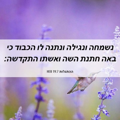 Picture 06 - ההתגלות 19:7 HEB - נשמחה ונגילה ונתנה לו - Bible Verse Picture