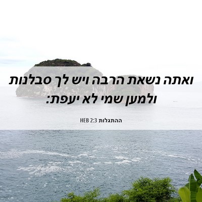 Picture 06 - ההתגלות 2:3 HEB - ואתה נשאת הרבה ויש לך - Bible Verse Picture