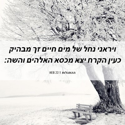 Picture 06 - ההתגלות 22:1 HEB - ויראני נחל של מים חיים זך - Bible Verse Picture