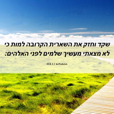 Picture 06 - ההתגלות 3:2 HEB - שקד וחזק את השארית הקרובה - Bible Verse Picture