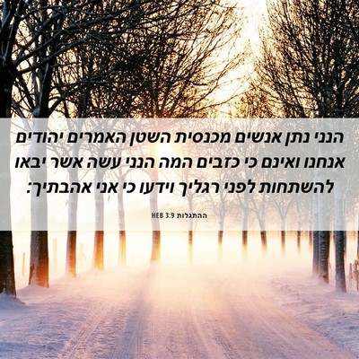 Picture 06 - ההתגלות 3:9 HEB - הנני נתן אנשים מכנסית השטן - Bible Verse Picture