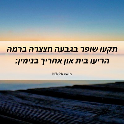 Picture 06 - הושע 5:8 HEB - תקעו שופר בגבעה חצצרה ברמה - Bible Verse Picture
