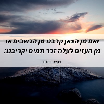 Picture 06 - ויקרא 1:10 HEB - ואם מן הצאן קרבנו מן הכשבים - Bible Verse Picture