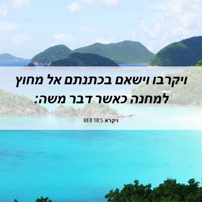 Picture 06 - ויקרא 10:5 HEB - ויקרבו וישאם בכתנתם אל - Bible Verse Picture