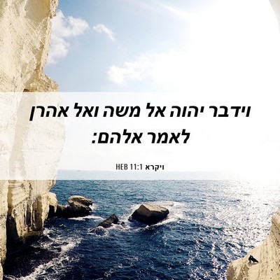 Picture 06 - ויקרא 11:1 HEB - וידבר יהוה אל משה ואל אהרן - Bible Verse Picture