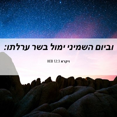 Picture 06 - ויקרא 12:3 HEB - וביום השמיני ימול בשר - Bible Verse Picture