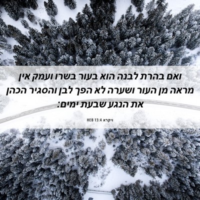 Picture 06 - ויקרא 13:4 HEB - ואם בהרת לבנה הוא בעור בשרו - Bible Verse Picture