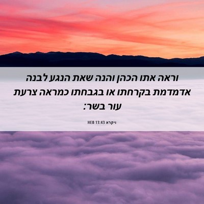 Picture 06 - ויקרא 13:43 HEB - וראה אתו הכהן והנה שאת הנגע - Bible Verse Picture