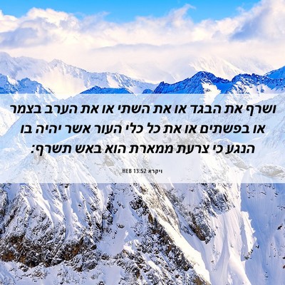 Picture 06 - ויקרא 13:52 HEB - ושרף את הבגד או את השתי או - Bible Verse Picture