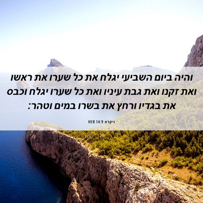 Picture 06 - ויקרא 14:9 HEB - והיה ביום השביעי יגלח את כל - Bible Verse Picture