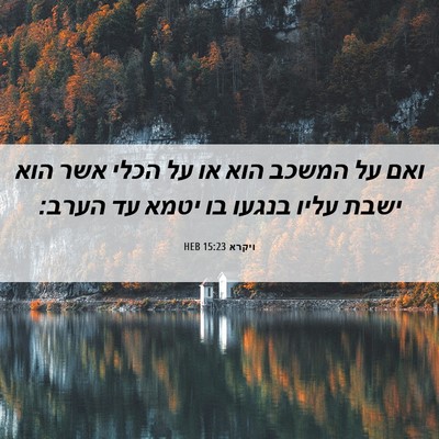 Picture 06 - ויקרא 15:23 HEB - ואם על המשכב הוא או על הכלי - Bible Verse Picture