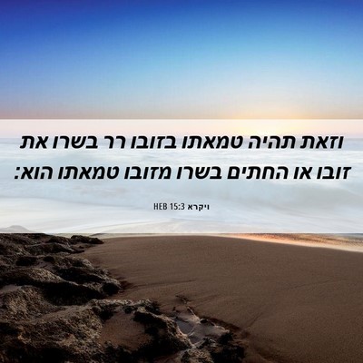 Picture 06 - ויקרא 15:3 HEB - וזאת תהיה טמאתו בזובו רר - Bible Verse Picture
