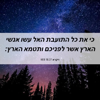 Picture 06 - ויקרא 18:27 HEB - כי את כל התועבת האל עשו - Bible Verse Picture