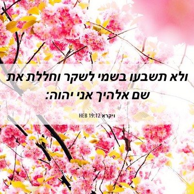 Picture 06 - ויקרא 19:12 HEB - ולא תשבעו בשמי לשקר וחללת - Bible Verse Picture