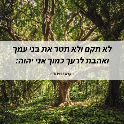 Picture 06 - ויקרא 19:18 HEB - לא תקם ולא תטר את בני עמך - Bible Verse Picture
