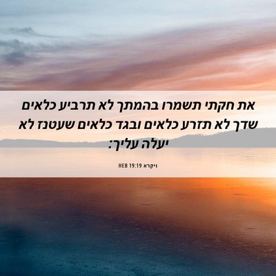 Picture 06 - ויקרא 19:19 HEB - את חקתי תשמרו בהמתך לא - Bible Verse Picture