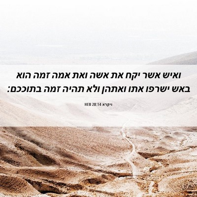 Picture 06 - ויקרא 20:14 HEB - ואיש אשר יקח את אשה ואת אמה - Bible Verse Picture