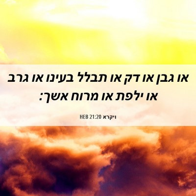 Picture 06 - ויקרא 21:20 HEB - או גבן או דק או תבלל בעינו - Bible Verse Picture