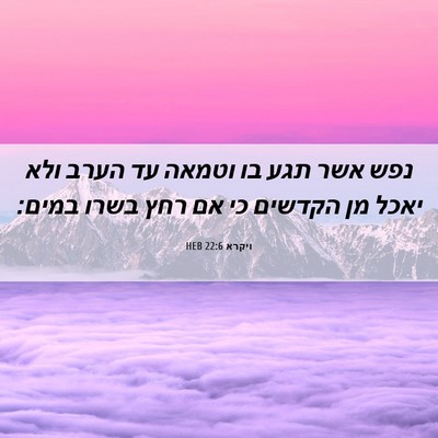 Picture 06 - ויקרא 22:6 HEB - נפש אשר תגע בו וטמאה עד - Bible Verse Picture