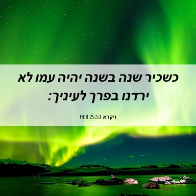 Picture 06 - ויקרא 25:53 HEB - כשכיר שנה בשנה יהיה עמו לא - Bible Verse Picture