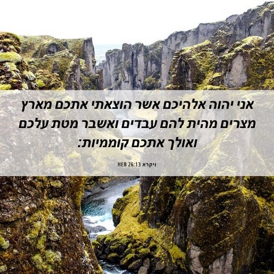 Picture 06 - ויקרא 26:13 HEB - אני יהוה אלהיכם אשר הוצאתי - Bible Verse Picture