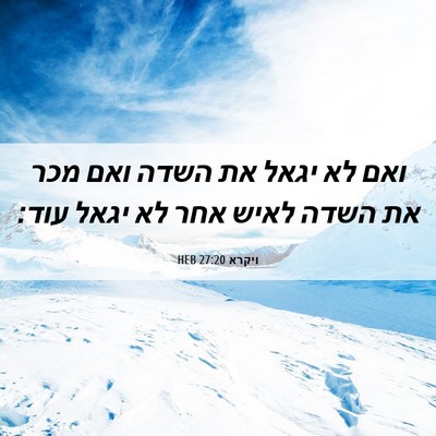 Picture 06 - ויקרא 27:20 HEB - ואם לא יגאל את השדה ואם מכר - Bible Verse Picture