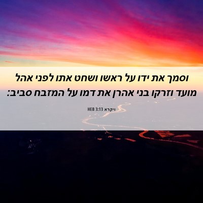 Picture 06 - ויקרא 3:13 HEB - וסמך את ידו על ראשו ושחט - Bible Verse Picture