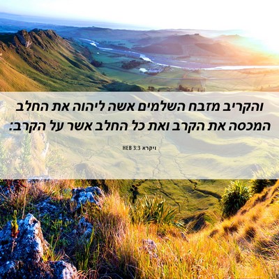 Picture 06 - ויקרא 3:3 HEB - והקריב מזבח השלמים אשה - Bible Verse Picture