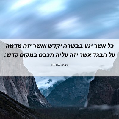 Picture 06 - ויקרא 6:27 HEB - כל אשר יגע בבשרה יקדש ואשר - Bible Verse Picture