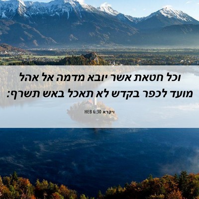 Picture 06 - ויקרא 6:30 HEB - וכל חטאת אשר יובא מדמה אל - Bible Verse Picture