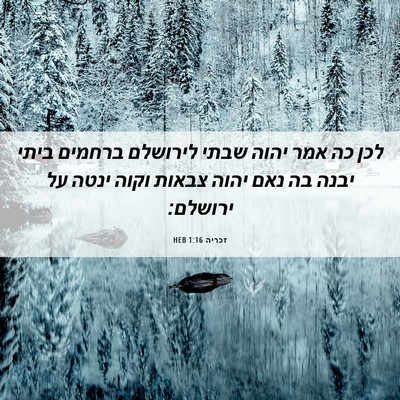 Picture 06 - זכריה 1:16 HEB - לכן כה אמר יהוה שבתי - Bible Verse Picture