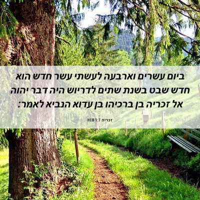 Picture 06 - זכריה 1:7 HEB - ביום עשרים וארבעה לעשתי - Bible Verse Picture