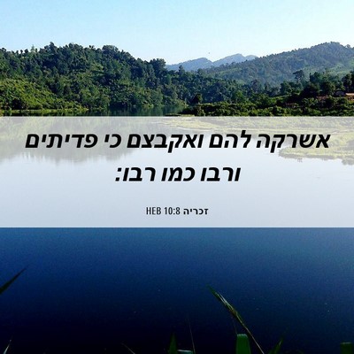 Picture 06 - זכריה 10:8 HEB - אשרקה להם ואקבצם כי פדיתים - Bible Verse Picture