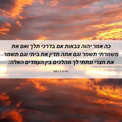 Picture 06 - זכריה 3:7 HEB - כה אמר יהוה צבאות אם בדרכי - Bible Verse Picture
