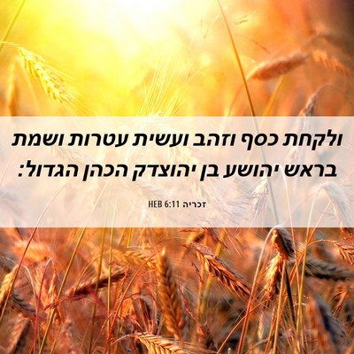 Picture 06 - זכריה 6:11 HEB - ולקחת כסף וזהב ועשית עטרות - Bible Verse Picture
