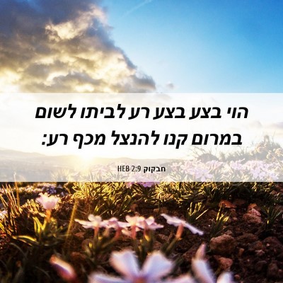 Picture 06 - חבקוק 2:9 HEB - הוי בצע בצע רע לביתו לשום - Bible Verse Picture