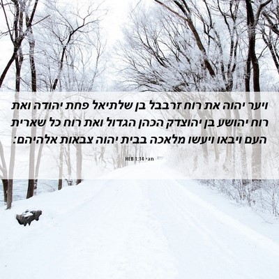 Picture 06 - חגי 1:14 HEB - ויער יהוה את רוח זרבבל בן - Bible Verse Picture