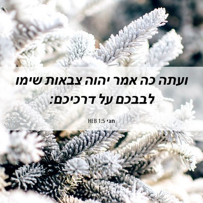 Picture 06 - חגי 1:5 HEB - ועתה כה אמר יהוה צבאות שימו - Bible Verse Picture