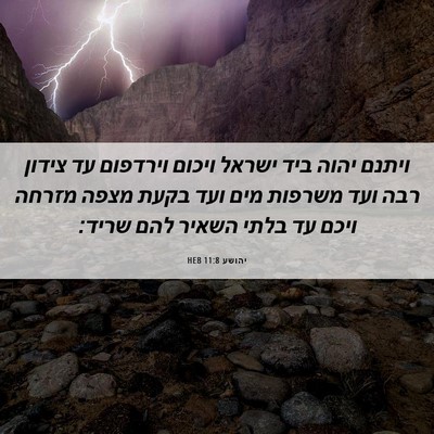 Picture 06 - יהושע 11:8 HEB - ויתנם יהוה ביד ישראל ויכום - Bible Verse Picture