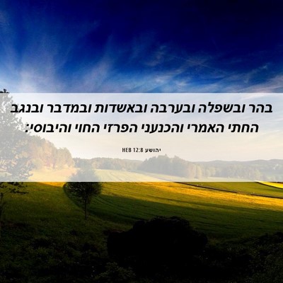 Picture 06 - יהושע 12:8 HEB - בהר ובשפלה ובערבה ובאשדות - Bible Verse Picture
