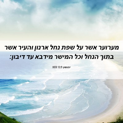 Picture 06 - יהושע 13:9 HEB - מערוער אשר על שפת נחל ארנון - Bible Verse Picture