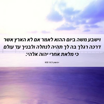 Picture 06 - יהושע 14:9 HEB - וישבע משה ביום ההוא לאמר אם - Bible Verse Picture