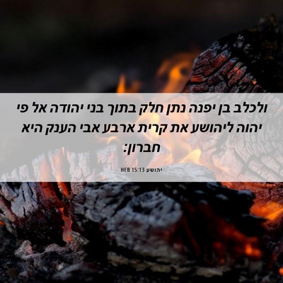 Picture 06 - יהושע 15:13 HEB - ולכלב בן יפנה נתן חלק בתוך - Bible Verse Picture