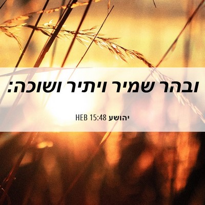 Picture 06 - יהושע 15:48 HEB - ובהר שמיר ויתיר - Bible Verse Picture