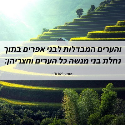 Picture 06 - יהושע 16:9 HEB - והערים המבדלות לבני אפרים - Bible Verse Picture