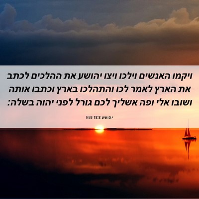 Picture 06 - יהושע 18:8 HEB - ויקמו האנשים וילכו ויצו - Bible Verse Picture