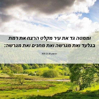 Picture 06 - יהושע 21:38 HEB - וממטה גד את עיר מקלט הרצח - Bible Verse Picture
