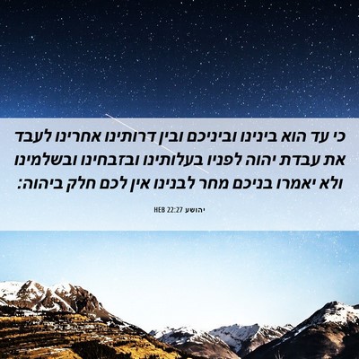 Picture 06 - יהושע 22:27 HEB - כי עד הוא בינינו וביניכם - Bible Verse Picture